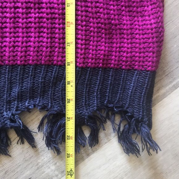 ee: some thick knit distressed oversized Small/Medium sweater block stripe boho - Picture 5 of 5